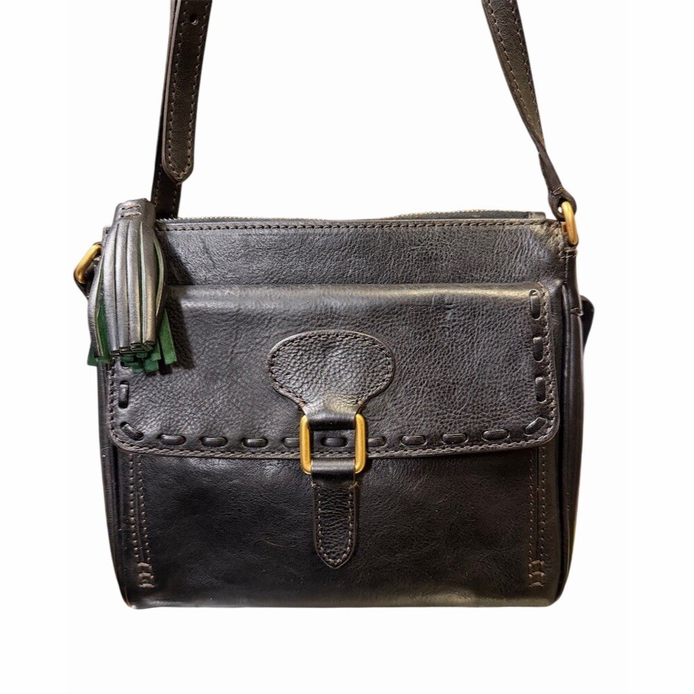 Dooney & Bourke Florentine Crossbody Bag Black Tassel Flap Buckle